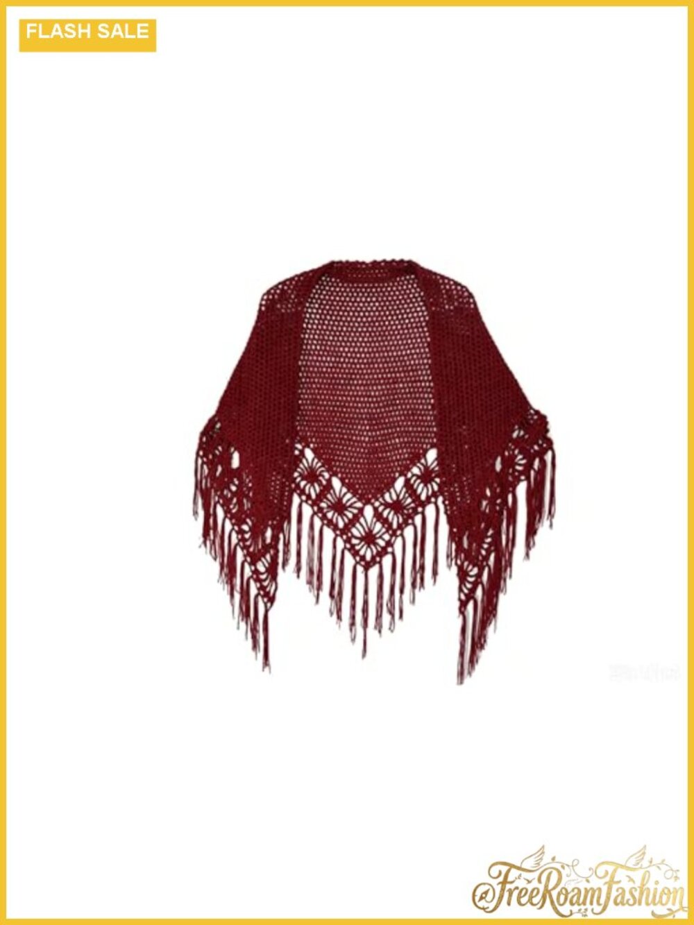 Crochet Shawl Wrap with Fringe Tassel Boho Style Lightweight